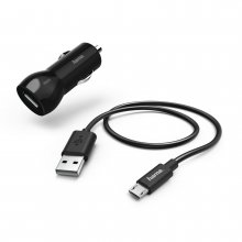 Kit Incarcator Auto si Cablu micro USB Hama, 2.4 A, negru