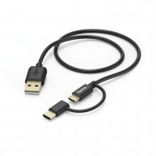 Cablu micro-USB cu adaptor USB Tip-C Hama, 1m, negru