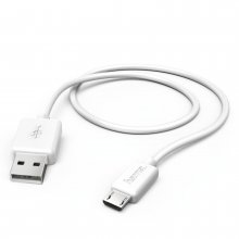 Cablu Incarcare/Sincronizare USB - Micro USB Hama, alb, 1.4 m