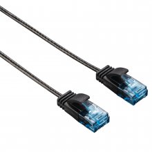Cablu CAT-6 Slim-Flexib, negru, 1.5 m