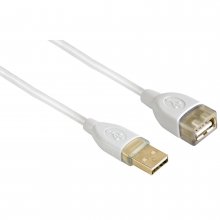 Cablu prelungitor USB 2.0, placat cu aur, dublu ecranat, alb, 1.80 m