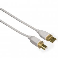 Cablu USB 2.0, placat cu aur, dublu ecranat, alb, 3 m