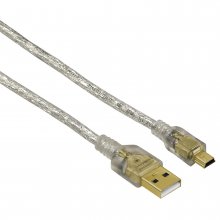 Cablu Mini USB 2.0, placat cu aur, dublu ecranat, 0.75 m, transparent