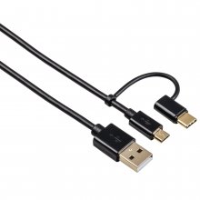 Cablu 2in1 micro USB cu adaptor USB C, 1 m