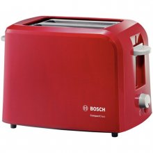 Prajitor de paine Bosch TAT3A014, 980 W, 2 felii, suport chifle, Rosu