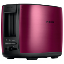 Prajitor de paine Philips HD2628/00, 950 W, 2 felii, Functii reincalzire si dezghetare, Rosu Burgundy