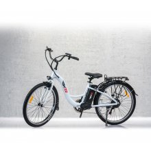 Bicicleta electrica RKS MB6, 250 W, Autonomie 35 km, Viteza maxima 25 km/h, Alb