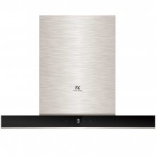 Hota T-shape Master Kitchen MKHD T908ED-TouchBK/XS, 800 mc/h, latime 90 cm, clasa A, control slide touch, 3 filtre aluminiu, Sticla neagra/Inox
