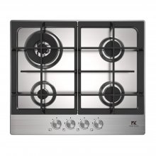 Plita gaz Master Kitchen MKHG 6031ED-TCXS, 4 arzatoare, latime 60 cm, gratare fonta, arzator wok, aprindere integrata, Inox