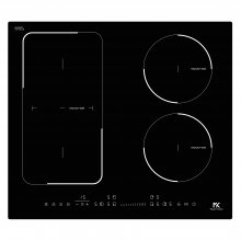 Plita inductie Master Kitchen MKHI 604-1BRBK, Sticla, 59 cm, 4 zone de gatire, 1 zona bridge, comenzi slide touch, afisaj LED, Negru