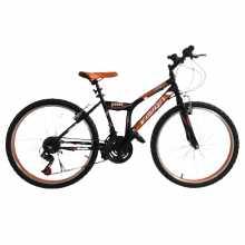Bicicleta RDB STEEL, 24 inch, cadru din otel, Negru cu design Portocaliu