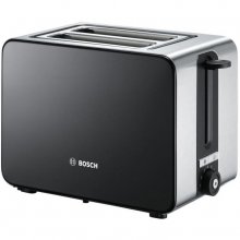 Prajitor paine Bosch TAT7203, 1050 W, 2 felii, Controlul variabil de rumenire, Negru/Inox