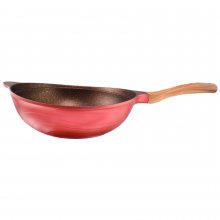Tigaie wok Neoklein WOK30, diametru 28 cm, aluminiu turnat, invelis anti-aderent, Rosu