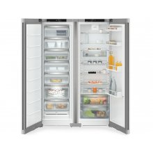 Side by side Liebherr XRFsf 5220, frigider si congelator Prime SFNsfe 5227 + SRsfe 5220, clasa E, Iluminare LED, NoFrost, EasyFresh, H 185.5 cm, Inox