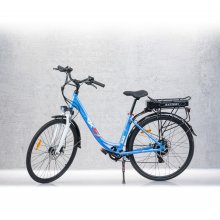 Bicicleta electrica RKS ZF6, 250W, Autonomie 35 km, Viteza maxima 25 km/h, Albastru